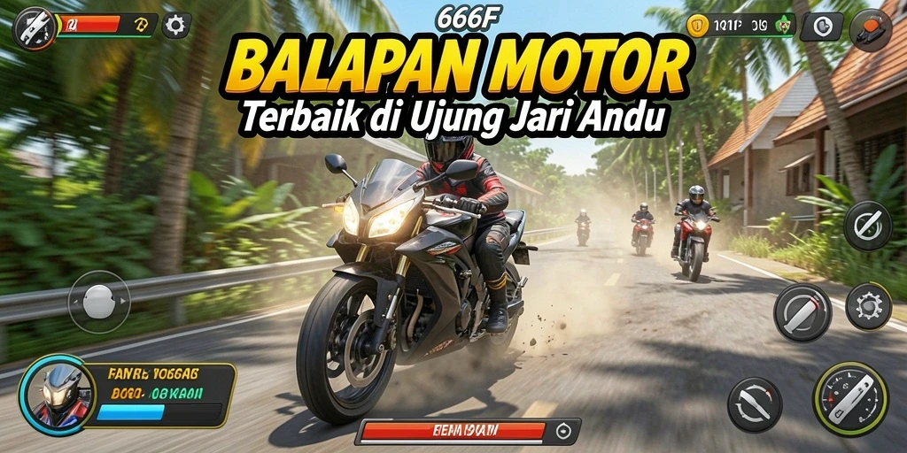 Gameplay balapan motor yang seru dan mendebarkan.