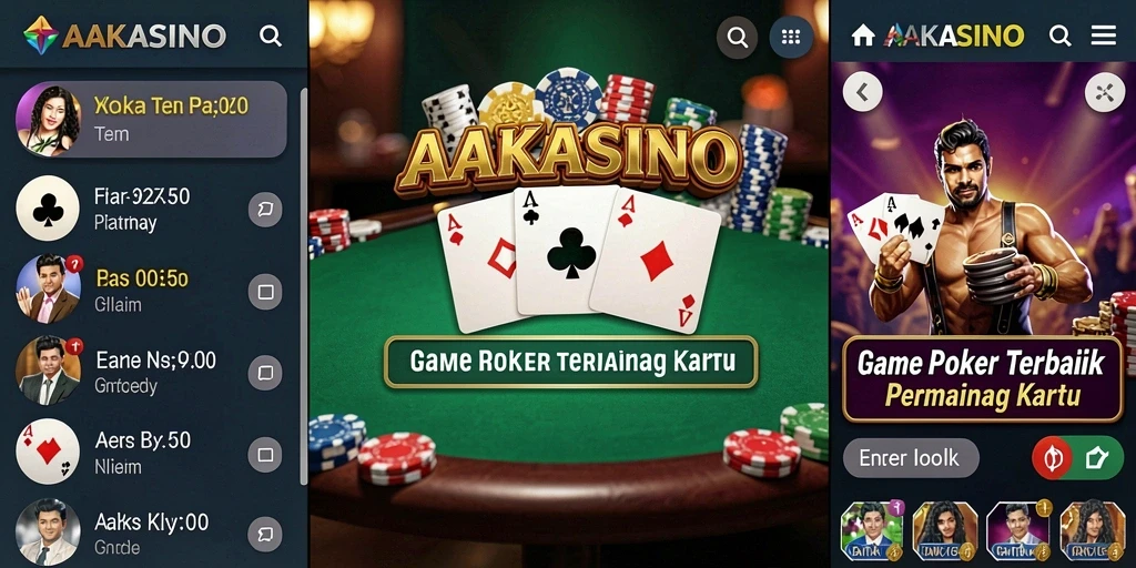 Screenshot AAKASINO menampilkan gameplay mendebarkan dari permainan Poker.