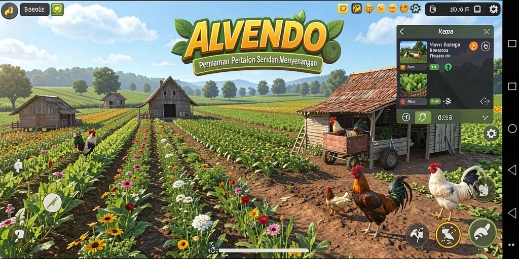 Tampilan gameplay <strong>ALVENDO</strong> yang penuh warna dan interaktif.