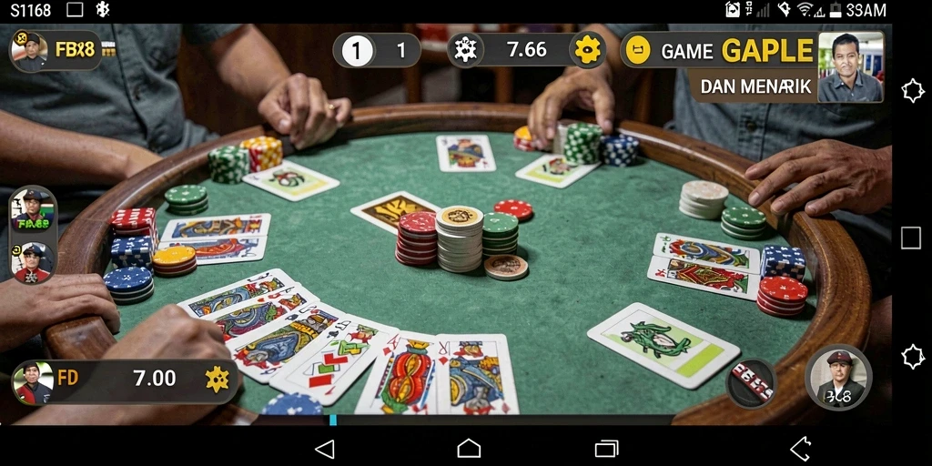 Screenshot gameplay FB168 menampilkan suasana menyenangkan saat bermain Gaple.