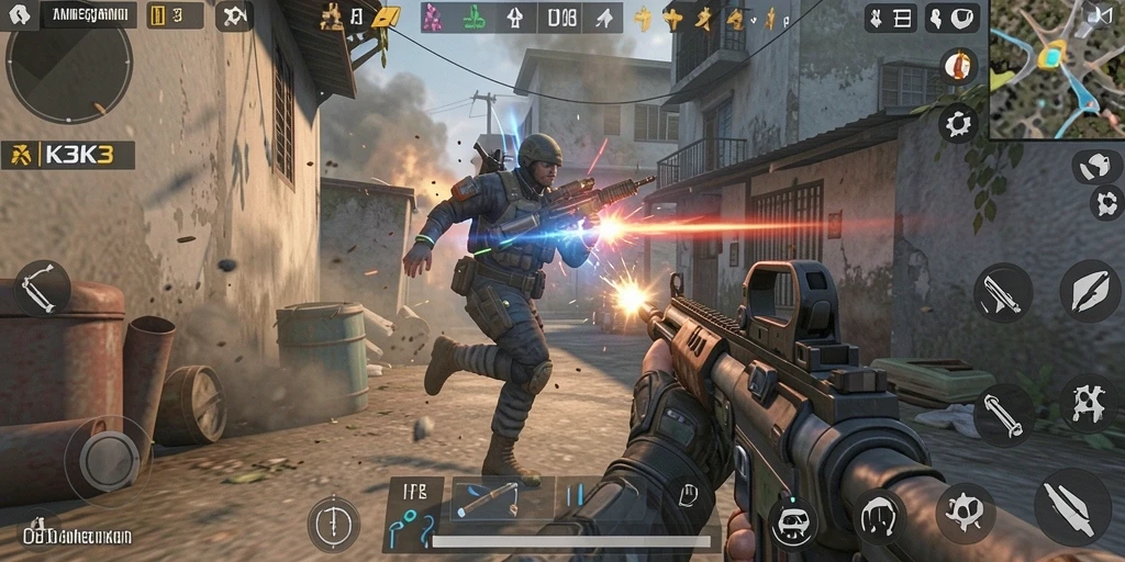 Screenshot menampilkan aksi intens dari gameplay K3K3 yang seru.