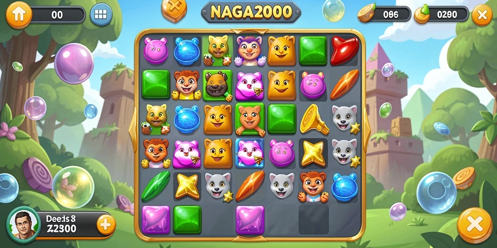 Tampilan gameplay NAGA2000 yang menarik dan penuh warna.